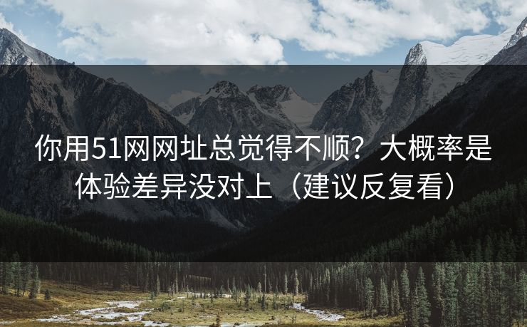 你用51网网址总觉得不顺？大概率是体验差异没对上（建议反复看）