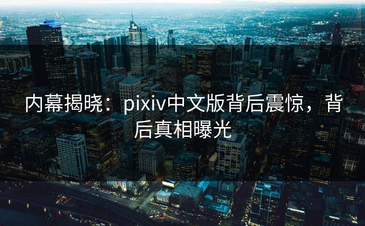 内幕揭晓：pixiv中文版背后震惊，背后真相曝光
