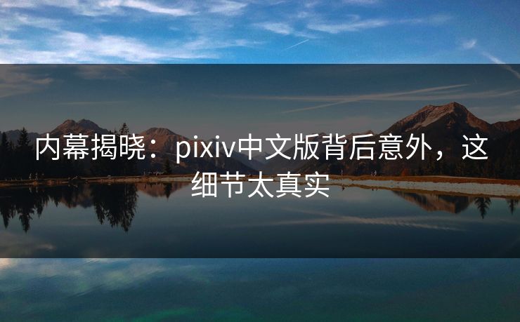 内幕揭晓：pixiv中文版背后意外，这细节太真实