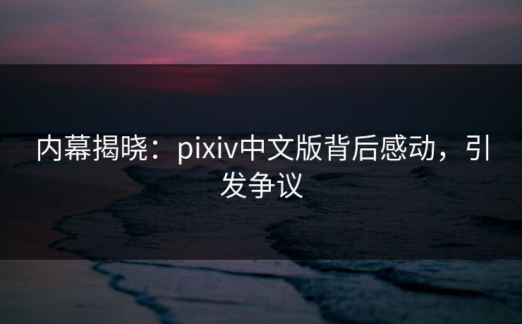 内幕揭晓：pixiv中文版背后感动，引发争议
