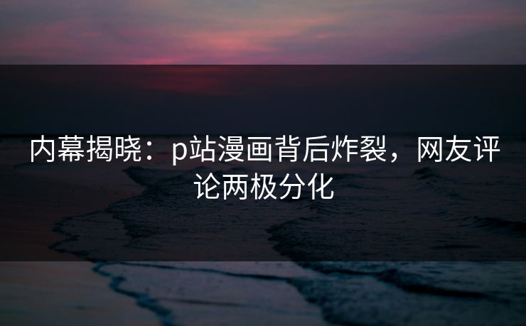 内幕揭晓：p站漫画背后炸裂，网友评论两极分化