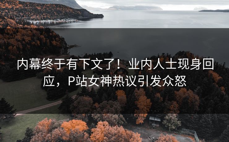 内幕终于有下文了！业内人士现身回应，P站女神热议引发众怒