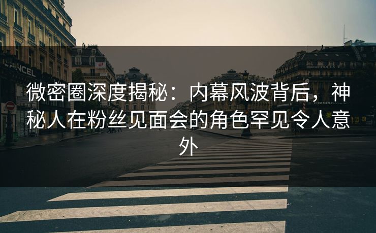 微密圈深度揭秘：内幕风波背后，神秘人在粉丝见面会的角色罕见令人意外